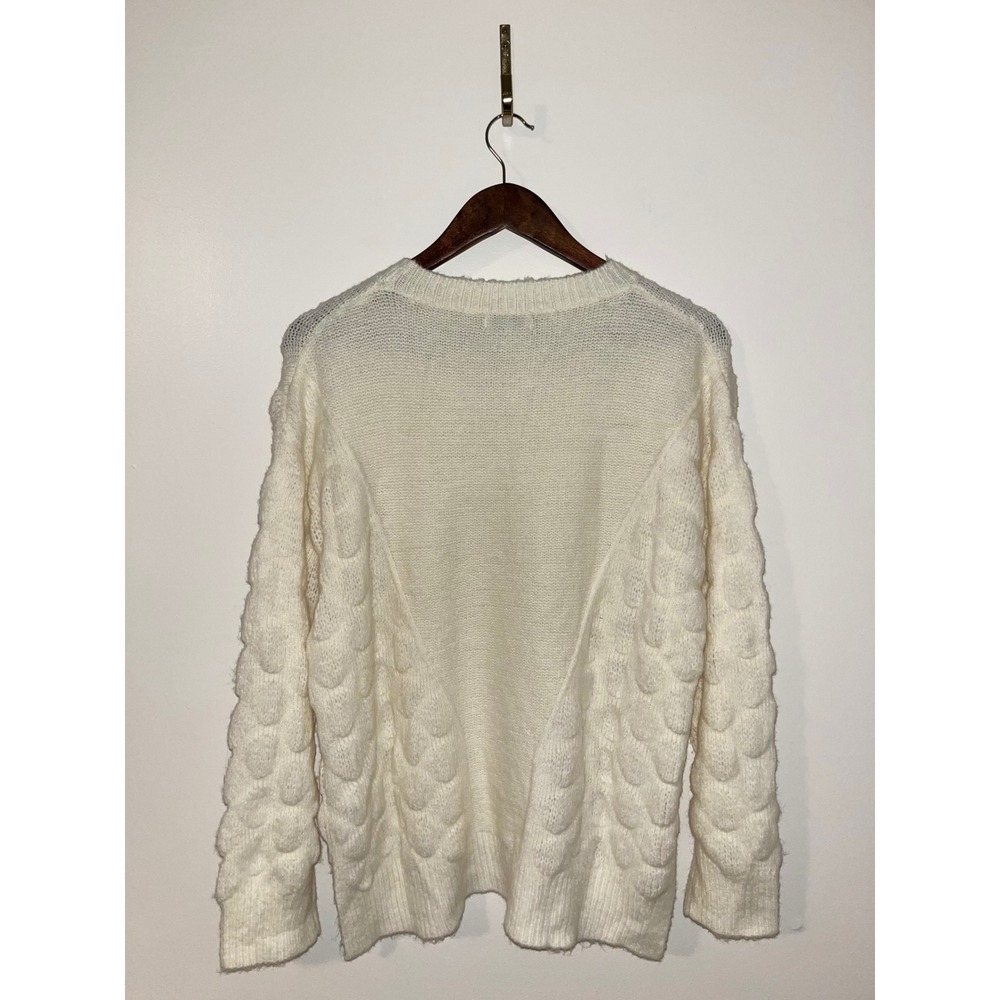 MOON RIVER Anthropologie Ivory Dotted Texture Knit Crew Neck Sweater Women's | S - Picture 2 of 12
